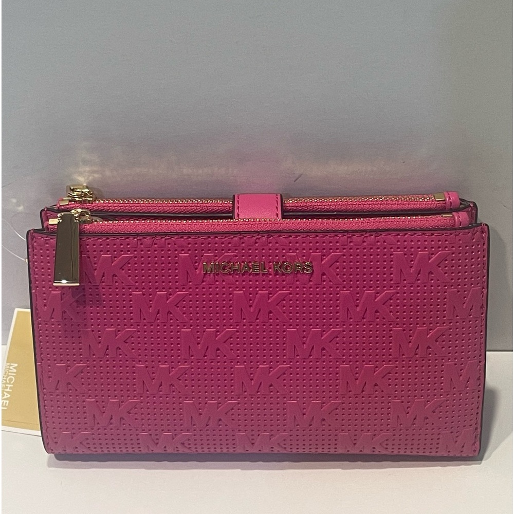 MICHAEL Michael Kors Jet Set Signature Logo Double Zip Wristlet Wallet
